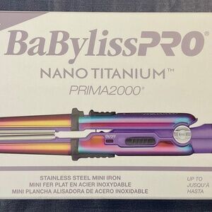 BaBylissPro Nano Titanium Flat Mini 3/4” Stainless Steel Iron Prima2000 NIB